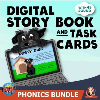 Preview of Digital Phonics Boom Cards Practice Storybook Bundle