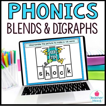 Preview of Digital Resources & Phonics Games BUNDLE | Blends and Digraphs | Word Work