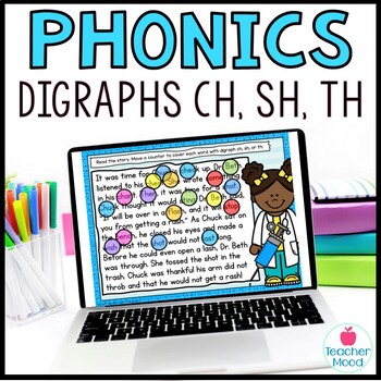 Preview of Digital Resources & Phonics Games | Digraphs CH SH TH | Word Work