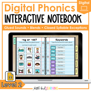 Preview of Digital Phonics Interactive Notebook - Level 2 | Google Slides