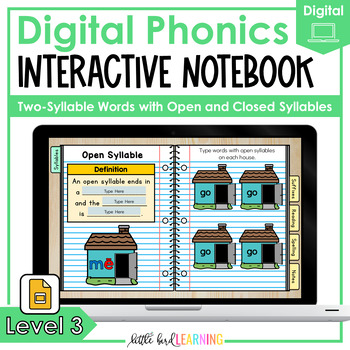 Preview of Digital Phonics Interactive Notebook - Level 3 | Google Slides | Two Syllables
