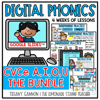 Preview of Digital Phonics Lessons CVCe LONG VOWEL BUNDLE Google SlidesTM Distance Learning