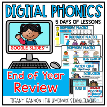 Preview of End of the Year REVIEW Phonics Lesson Slides and Student Phonics Worksheets