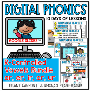 Preview of Digital Phonics Lessons R-CONTROLLED VOWELS BUNDLE Slides Distance Learning