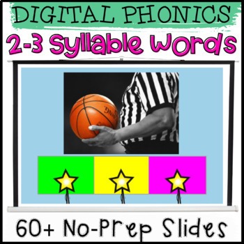 Preview of Digital Phonics Lessons for 2 and 3 Syllable Short Vowel Words with Real Photos