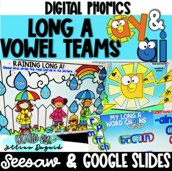 Preview of Digital Phonics - Long A Vowel Teams ai & ay - Google Slides & Seesaw