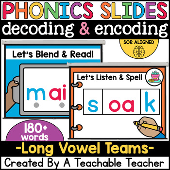 Preview of Digital Phonics Long Vowel Team Words Google Slides for Decoding and Encoding