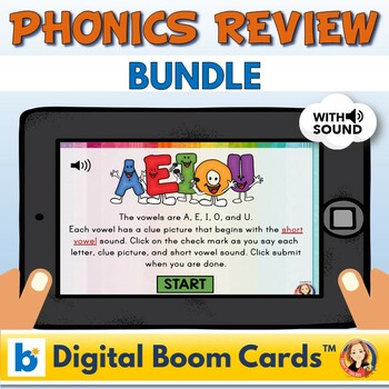 Preview of Digital Phonics Review Bundle Task Cards for Distance Learning