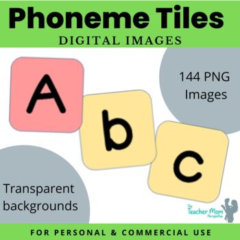 Preview of Digital Phoneme Tiles with Transparent Backgrounds:  Personal & Commercial Use