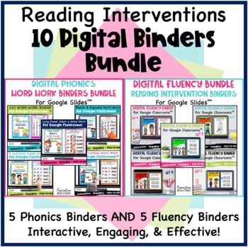 Preview of Digital Phonics Word Work & Fluency Reading Intervention Binders Bundle