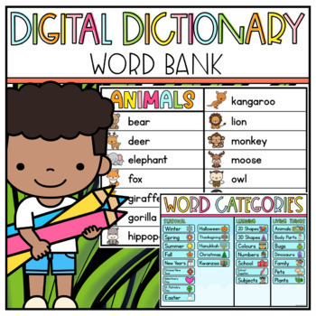 Preview of Digital Picture Dictionary Google Slides Word Bank | Writing ESL ELL First Grade