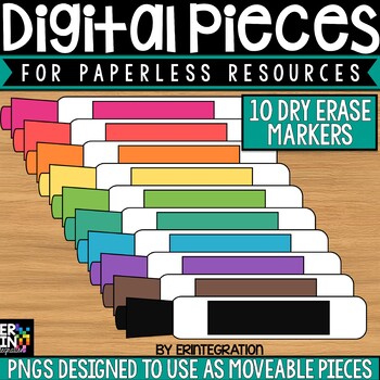 Preview of Digital Pieces for Digital Resources: 10 Dry Erase Markers / Whiteboard Markers