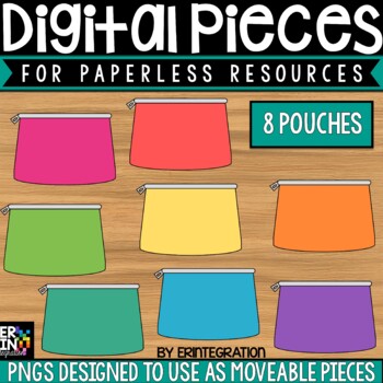 Preview of Digital Pieces for Digital Resources: 8 Pouches / Pencil Bags / Coin Purses