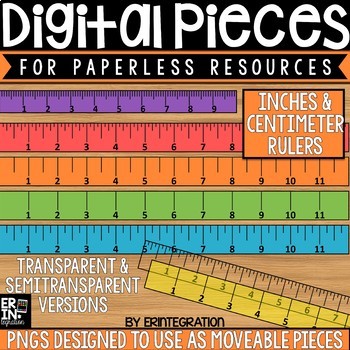 Preview of Digital Pieces for Digital Resources: Rulers in Inches & Centimeters (35 Pieces)