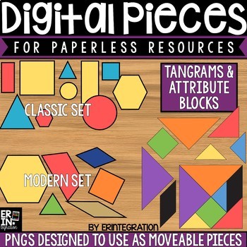 Preview of Digital Pieces for Digital Resources: Tangram and Attribute Shape Images