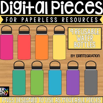 Preview of Digital Pieces for Digital Resources: Water Bottles - 9 Moveable Pieces