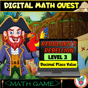 Preview of Digital Pirate Decimal Place Value Math Quest Game 5th Grade Escape Room