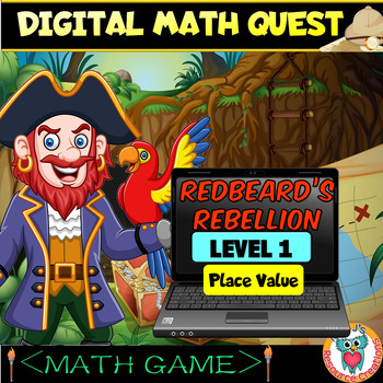 Preview of Digital Pirate Math Quest Place Value Game 2nd - 3rd Grade Escape Room