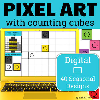 Preview of Digital Pixel Art STEM with 4 Levels of Challenges - 40 Seasonal Designs
