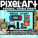 Video Games Mystery Pixel Art on Google Sheets Addition an