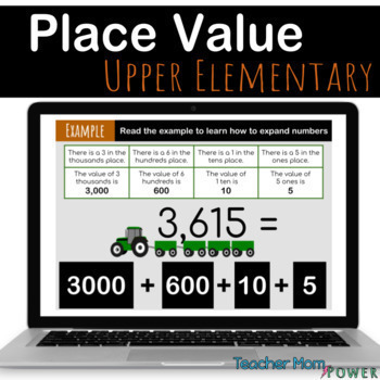Preview of Digital Place Value 3rd-5th Grade Fall, Autumn, Halloween {Google Slides}