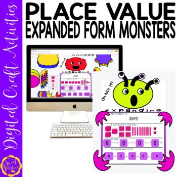 Preview of Digital Place Value Expanded Form Google Slides | 2, 3 and 4 digit Place Value