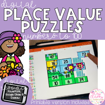 Preview of Digital Place Value Puzzles Numbers to 100 - SeeSaw, Google Slides & PowerPoint