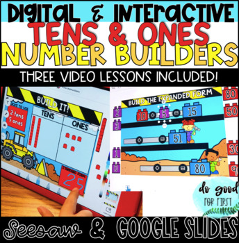 Preview of Digital Place Value - Tens & Ones - Google Slides & Seesaw