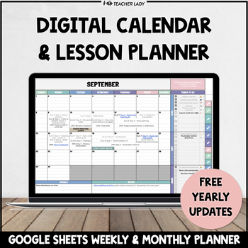 Digital Planner Editable Monthly Calendar for Google Drive FREE UPDATES