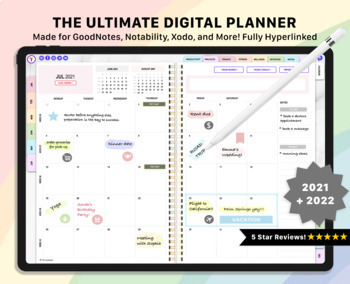 Preview of Digital Planner GoodNotes, Teacher Planner, iPad Planner, 2021 2022 Calendar