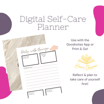 Preview of Digital Planner | Self-Care Planner for GoodNotes | Printable SelfCare Planner