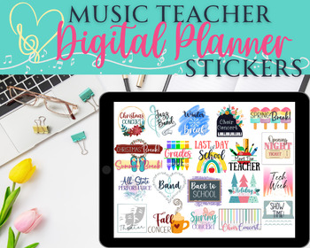 Preview of Digital Planner Stickers for Music Teacher Planner