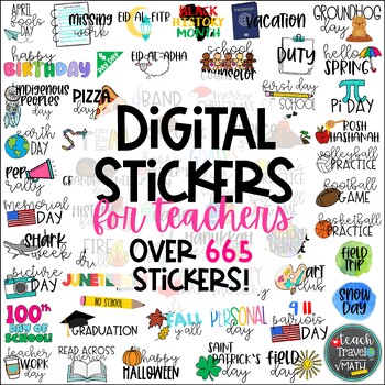 Preview of Digital Planner Stickers for Teachers