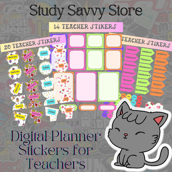 Preview of Digital Planner Stickers for Teachers