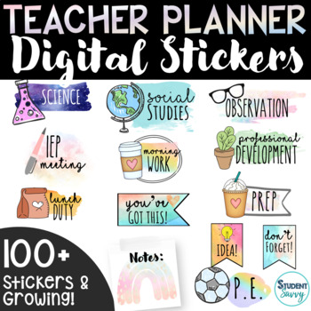 333 Teacher Digital Stickers for Goodnotes, Pre-cropped for Digital  Planner