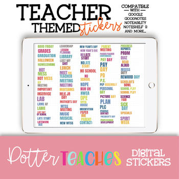 Digital and Printable Planner Stickers for Planners, Calendars, Lesson Plans