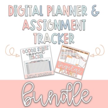 Preview of Digital Planner and Assignment Tracker Calm Colours l EDITABLE l Google Drive