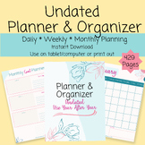 Digital Planner, Printable Planner, Undated 429 Pages