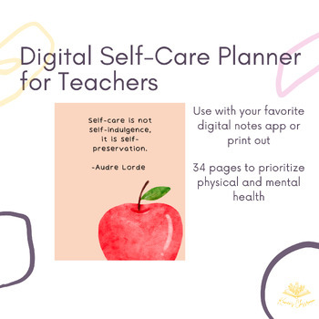 Preview of Digital Planner for Teachers | Self-Care Planner for Teachers | Planner