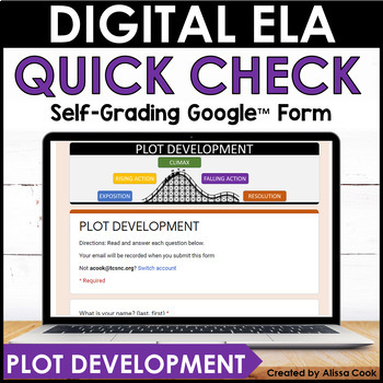 Preview of Digital Plot and Story Elements Assessment | Self-Grading Comprehension | Google