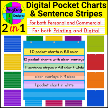 Preview of Pocket Charts Clip Art with Sentence Stripes Commercial Use  {Tingting Designs}