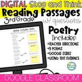 Digital Reading Passages 3rd Grade POEMS Google Classroom 