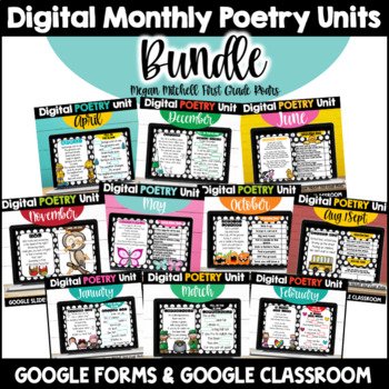 Preview of Digital Poetry YEAR LONG BUNDLE Google Classroom Google Slides