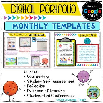 Preview of Digital Portfolio Monthly Templates for Student Led Conferences