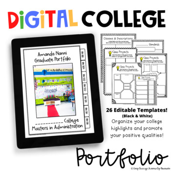Preview of Digital Portfolio for Teachers (Black and White)