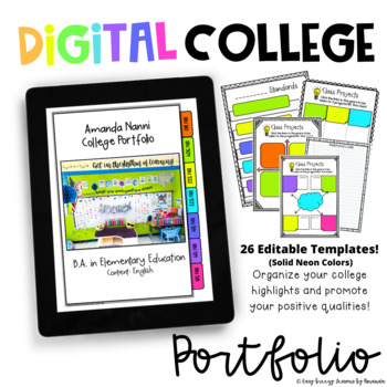 Preview of Digital Portfolio for Teachers (Solid Neon)