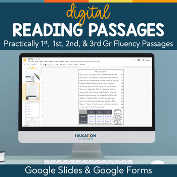 Preview of Digital Reading Passages & Comprehension Questions: End of Kinder, 1st, 2nd, 3rd
