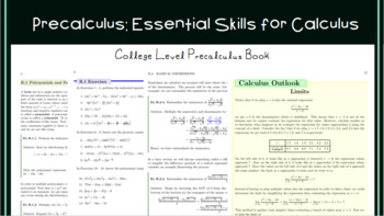 Preview of Digital Precalculus Book (Includes Algebra and Trigonometry)