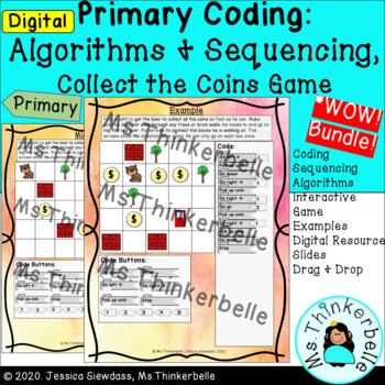 Preview of Digital Primary Coding Collect the Coins Game, Algorithms and Sequencing BUNDLE