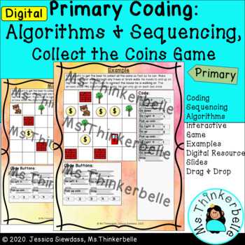 Preview of Digital Primary Coding Collect the Coins Game, Algorithms and Sequencing PPT
